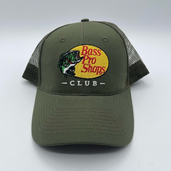 Bass Pro Shops CLUB Baseball Cap Hat Green Snapback Mesh Back Trucker Fishing - Picture 1 of 6